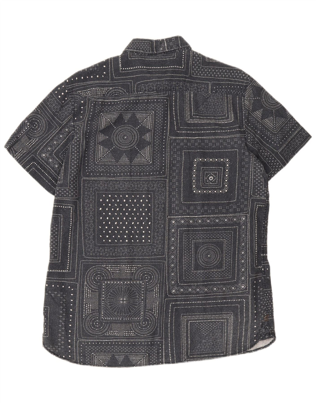 John Lewis Chemise à manches courtes pour homme en coton géométrique gris moyen