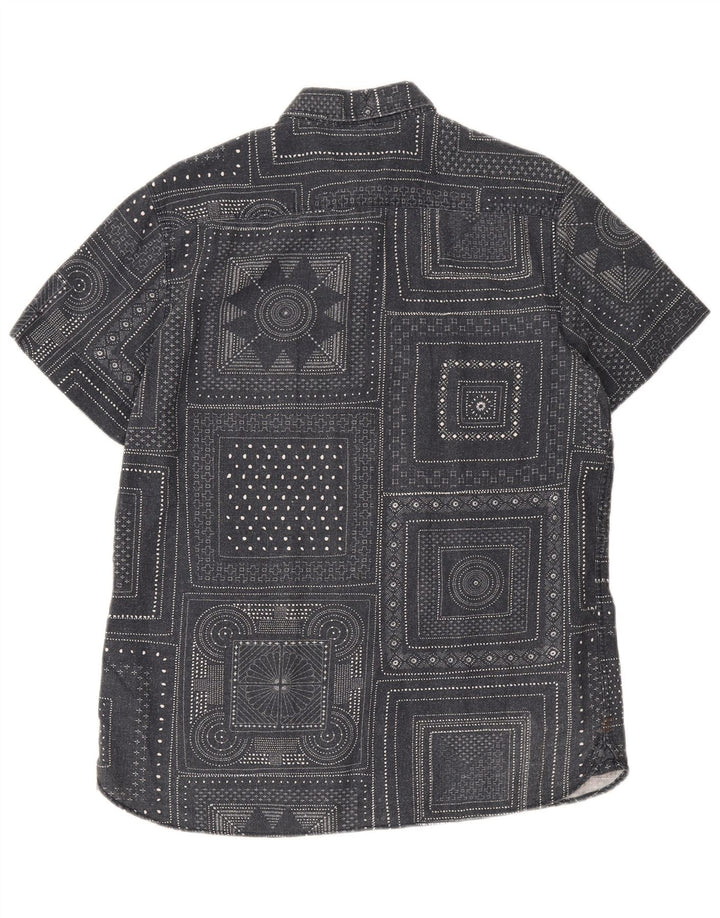 John Lewis Chemise à manches courtes pour homme en coton géométrique gris moyen