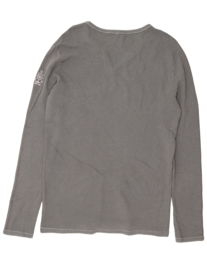 Benetton Haut à Manches Longues Homme Gris Coton