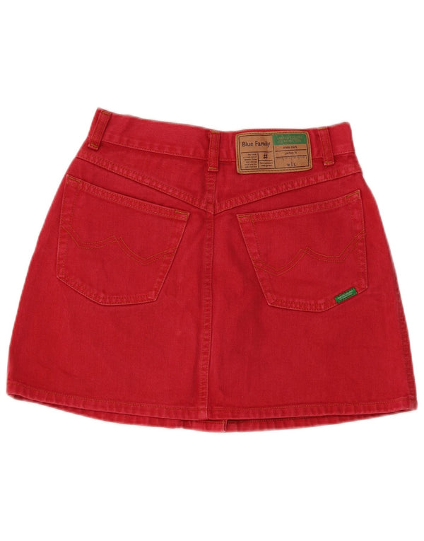 Benetton Femme Mini Jupe En Jean IT 44 Moyen W26 Coton Rouge