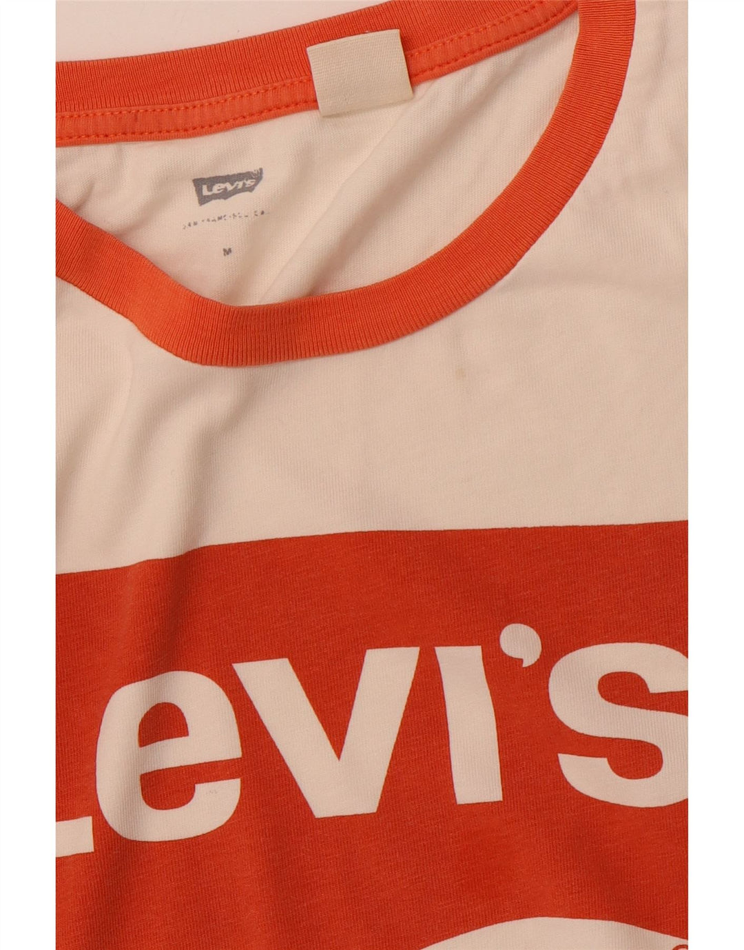 LEVI'S T-shirt court graphique pour femme UK 12 en coton blanc cassé moyen