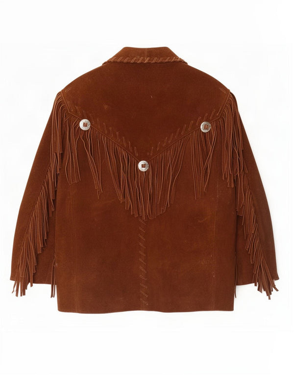 vintage Homme 3/4 Manches Veste En Daim UK 38 Moyen Brun Western