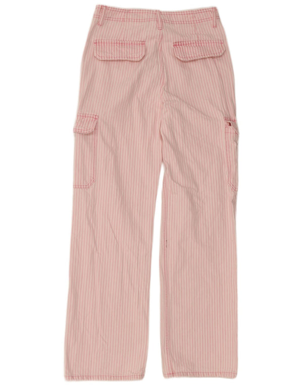 Zara Womens Cargo Loose Jeans EU 36 XS W26 L32 Coton à fines rayures rose