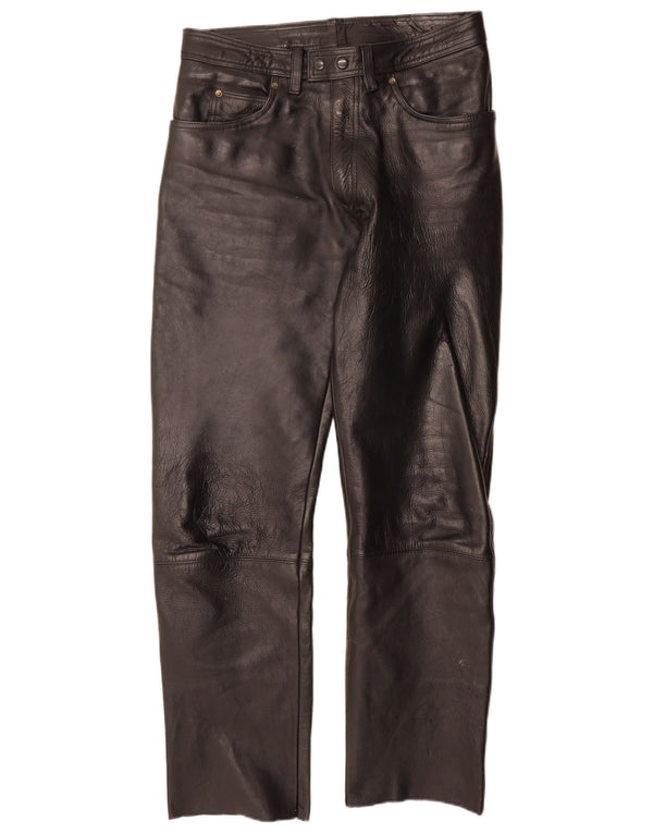 Pantalon en cuir droit homme vintage W32 L33 cuir noir