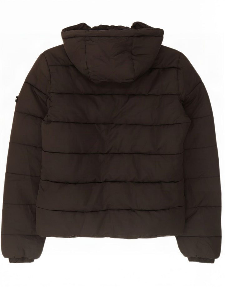 Superdry Veste matelassée à capuche pour femme UK 14 Large Noir Polyester