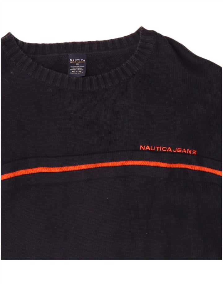 NAUTICA Pull à col rond pour homme 2XL en coton bleu marine