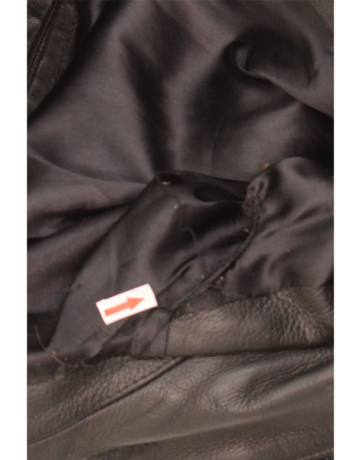 veste en cuir biker homme vintage UK 38 cuir noir moyen