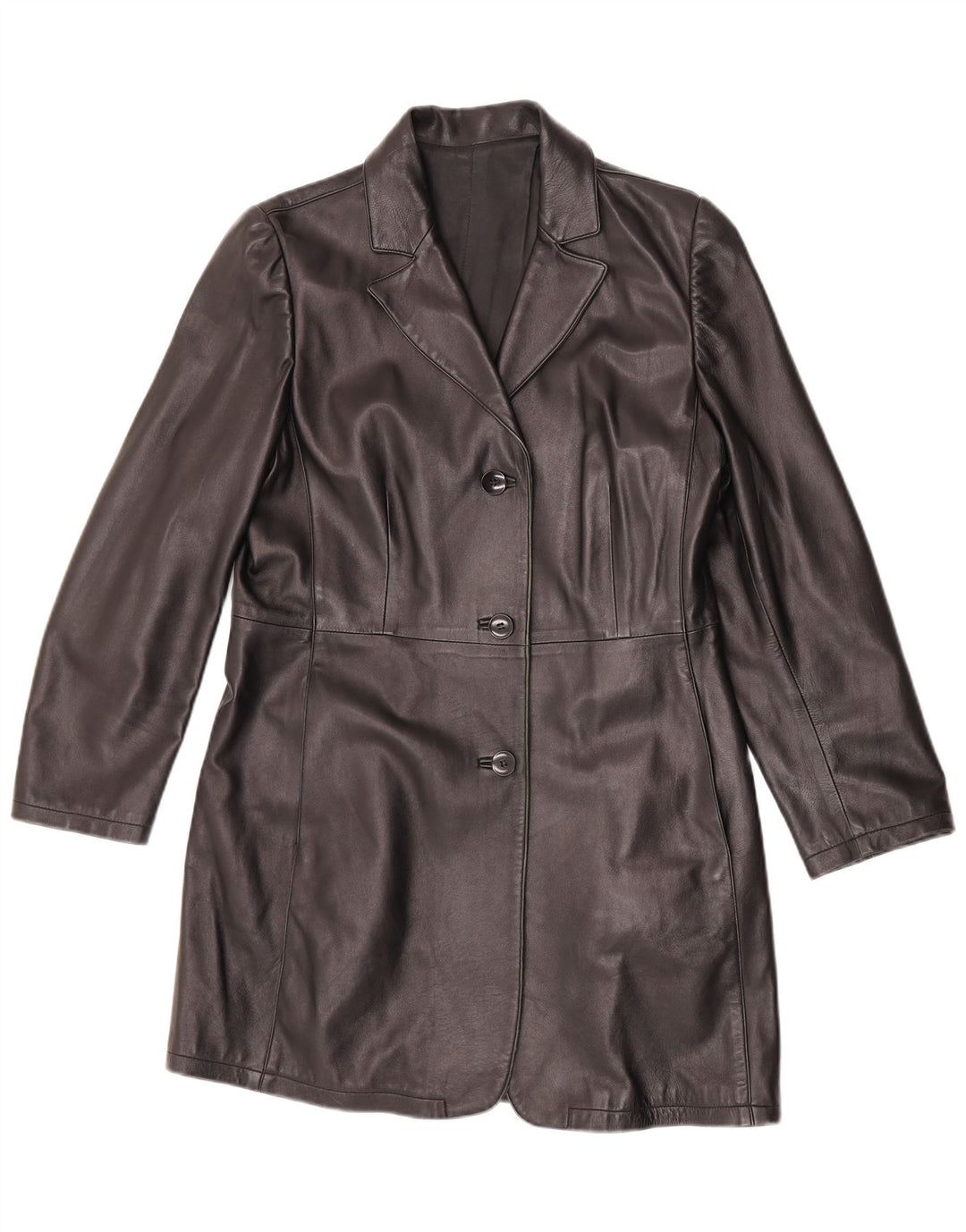 manteau en cuir femme vintage UK 14 Cuir noir moyen