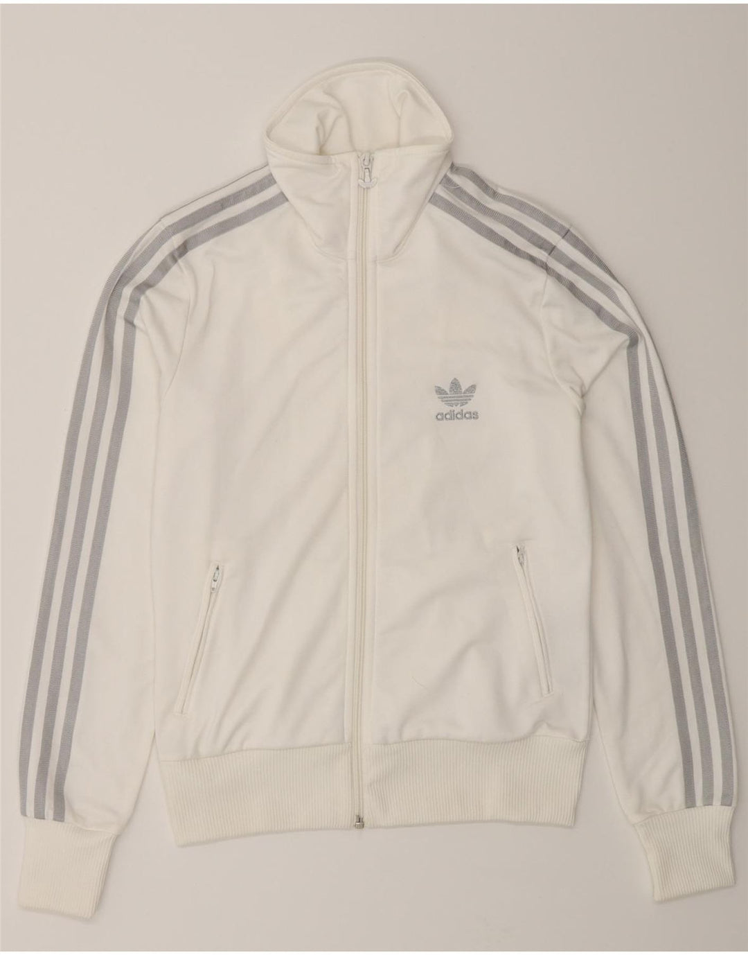 Adidas Femmes Graphique Survêtement Top Veste EU 38 Petit Blanc Polyester