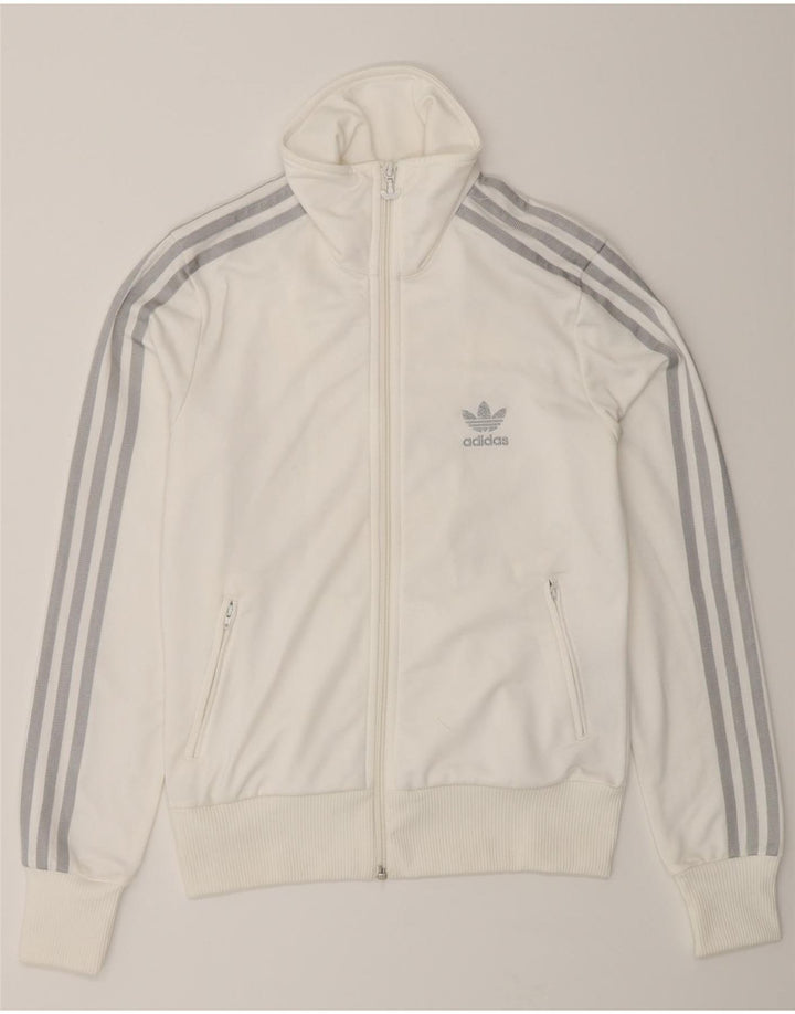 Adidas Femmes Graphique Survêtement Top Veste EU 38 Petit Blanc Polyester