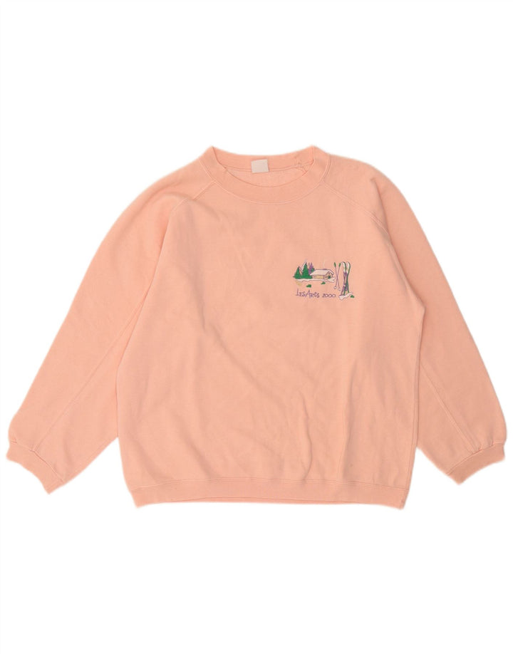 vintage Femme Sweatshirt Jumper UK 14 Rose Moyen