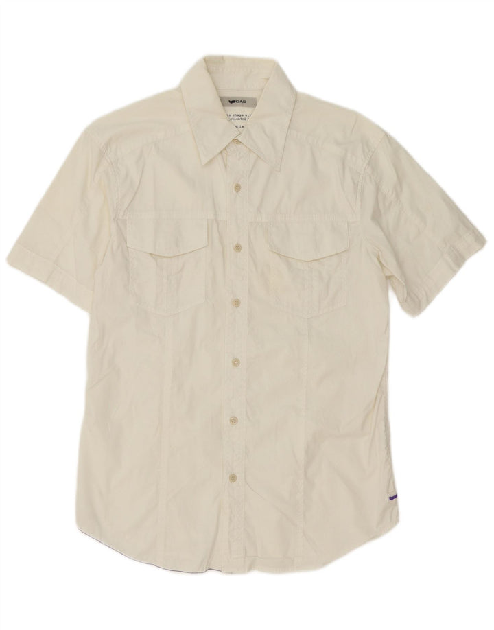 Gas Chemise à Manches Courtes Homme Blanc Moyen Coton
