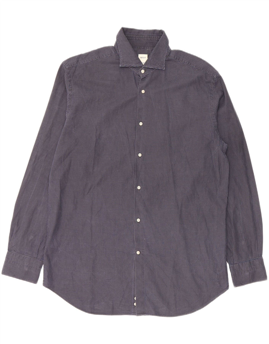 BOOGIE Chemise Milano Homme Coupe Sur Mesure 2XL Bleu Marine Pied-de-Poule Coton