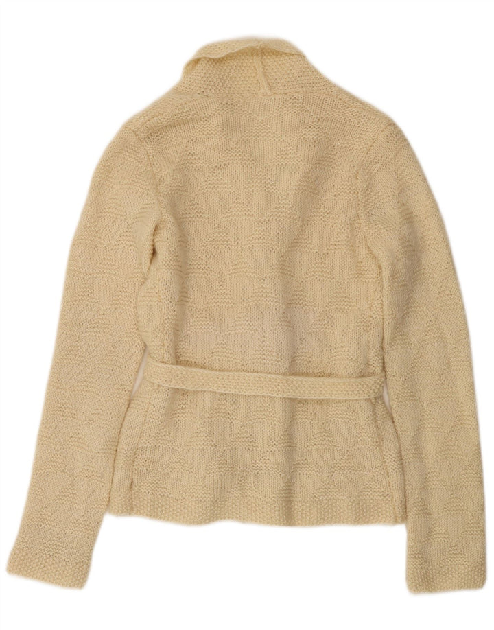 vintage Femme Cardigan Pull UK 14 Beige Moyen