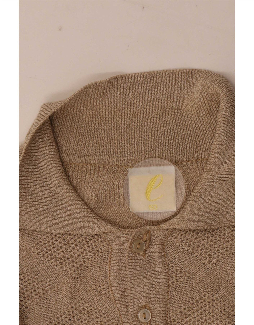 vintage Homme Polo Neck Jumper Pull IT 50 Beige Moyen