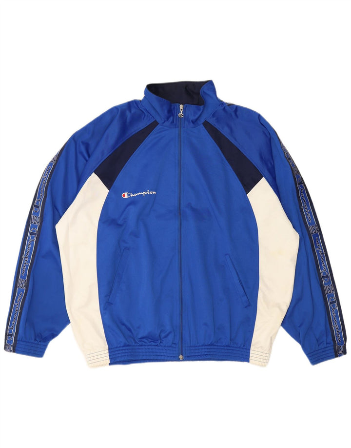 Champion Veste de survêtement graphique pour homme 2XL Bleu Colorblock Polyester