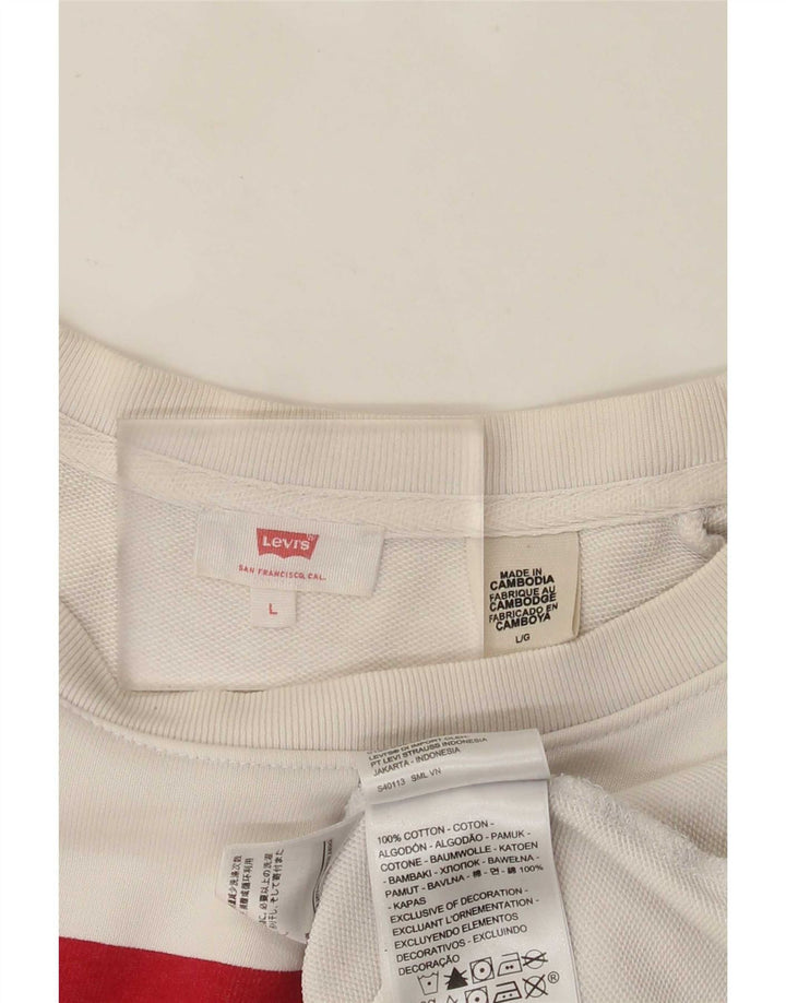 Levi's Sweat-shirt surdimensionné graphique pour femme UK 16 Large Blanc Coton