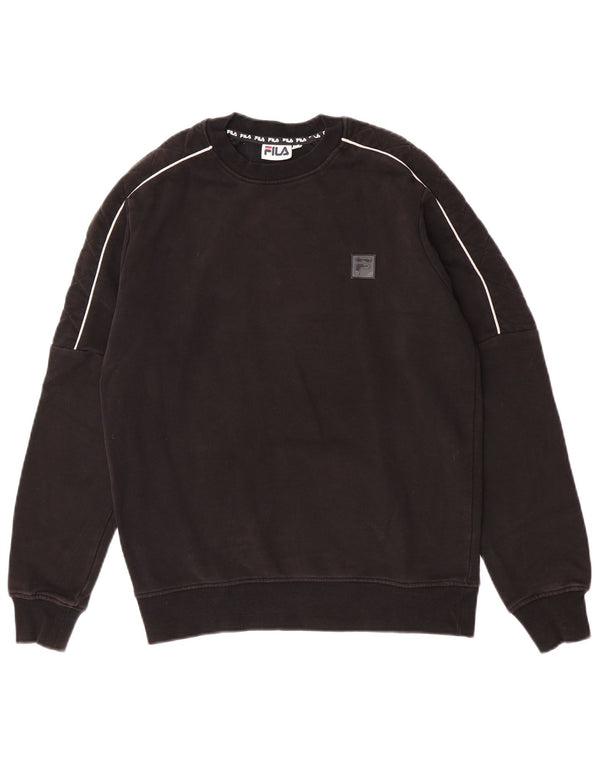 Fila Mens Loose Fit Sweatshirt Jumper XS Noir Rayé