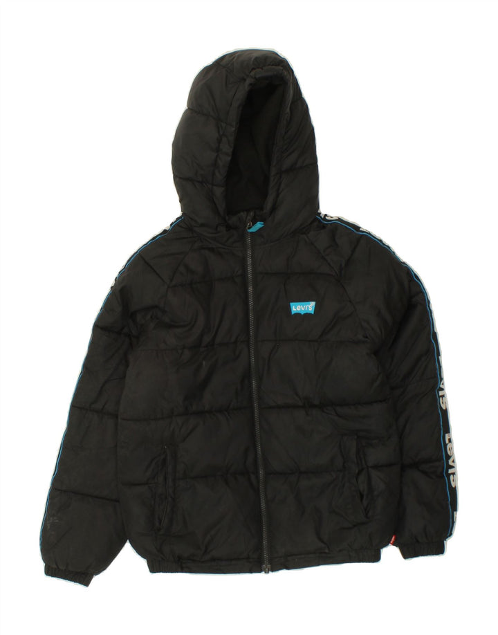 LEVI'S Boys Hooded Padded Jacket 11-12 Years Black Polyester Vintage Levi's and Second-Hand Levi's from Messina Hembry 