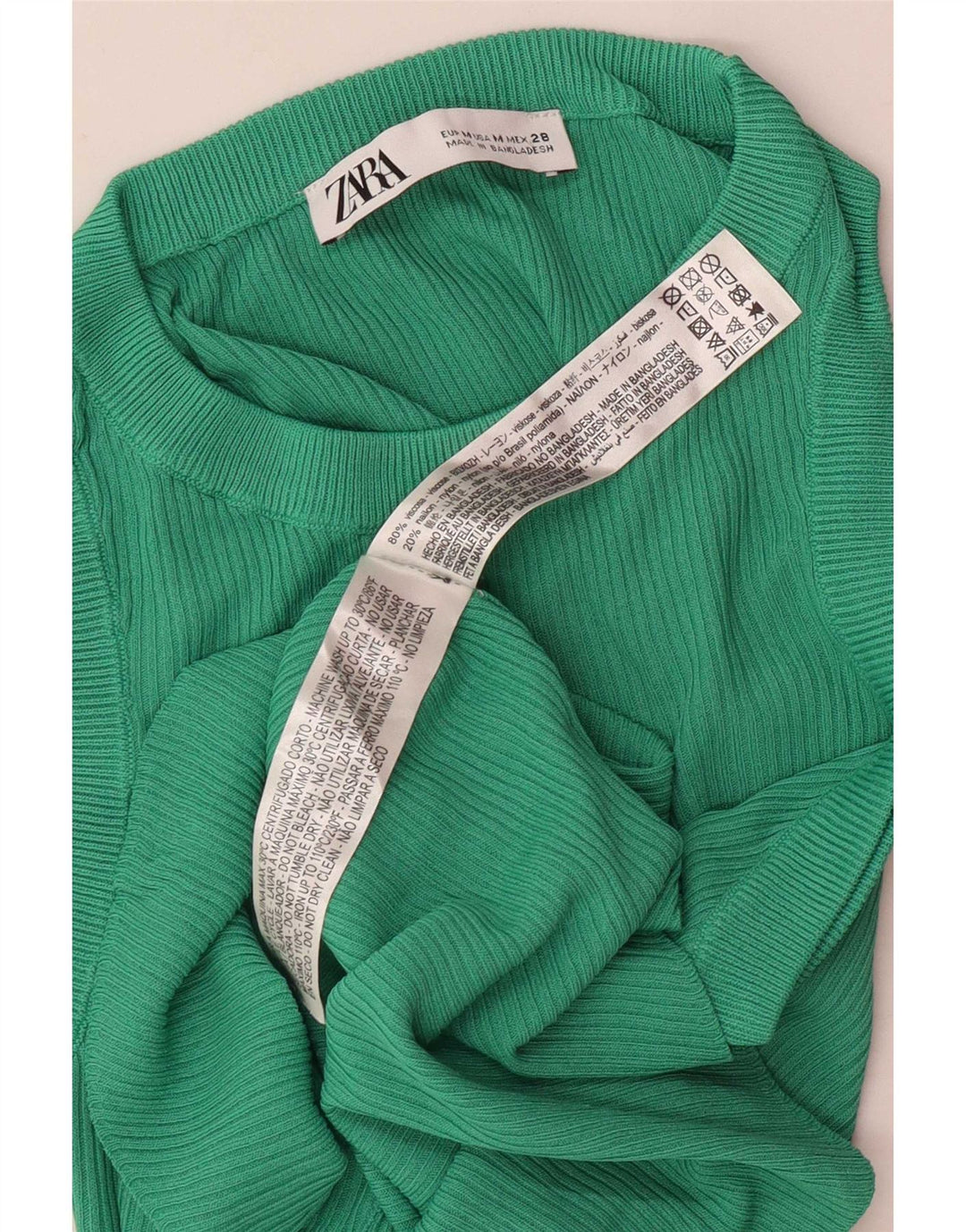 Zara Débardeur Femme UK 12 Viscose Vert Moyen