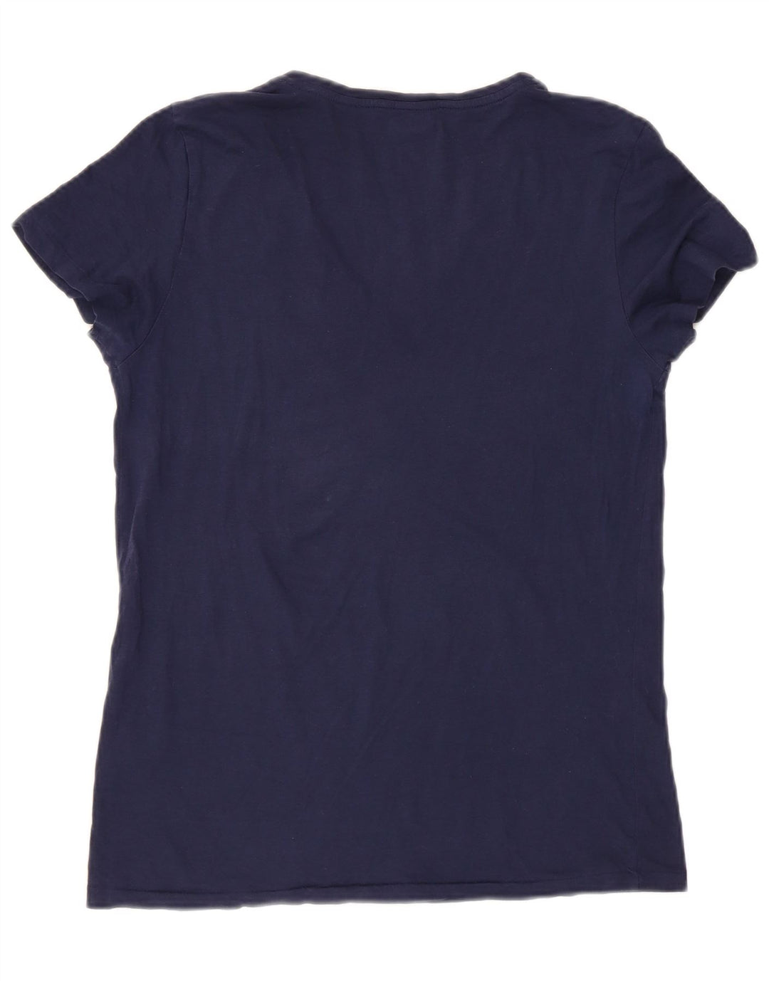 RALPH LAUREN T-Shirt Femme Top UK 12 Bleu Marine Moyen Coton