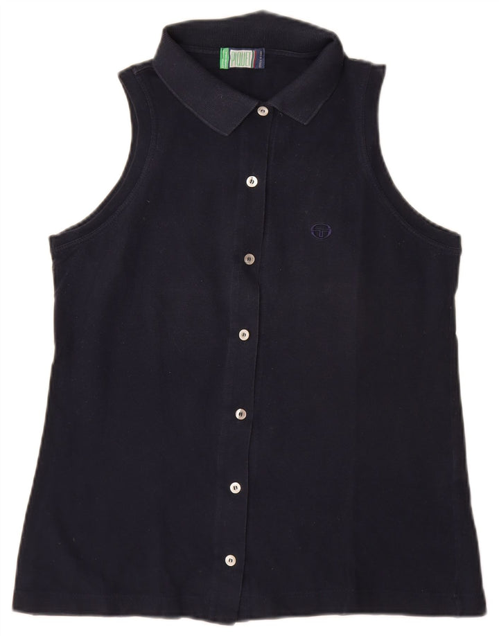 Sergio Tacchini Chemisier sans manches pour femme UK 12 Bleu marine moyen