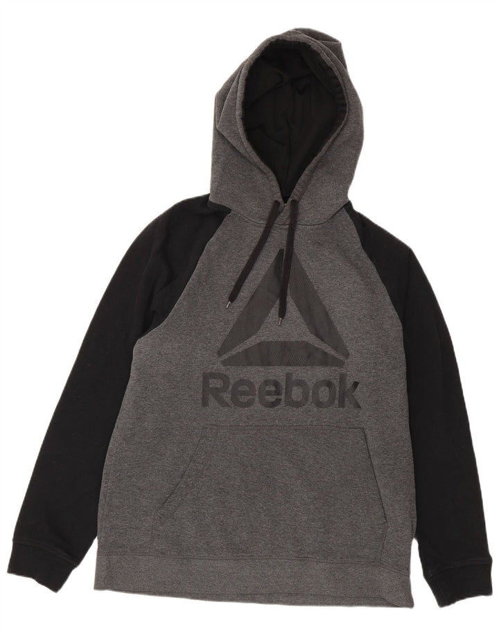 Reebok Pull à Capuche Graphic Homme Gris Moyen Colourblock Cotton