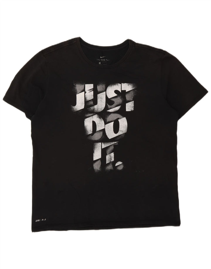 NIKE T-shirt graphique Dri Fit pour hommes, grand, en coton noir