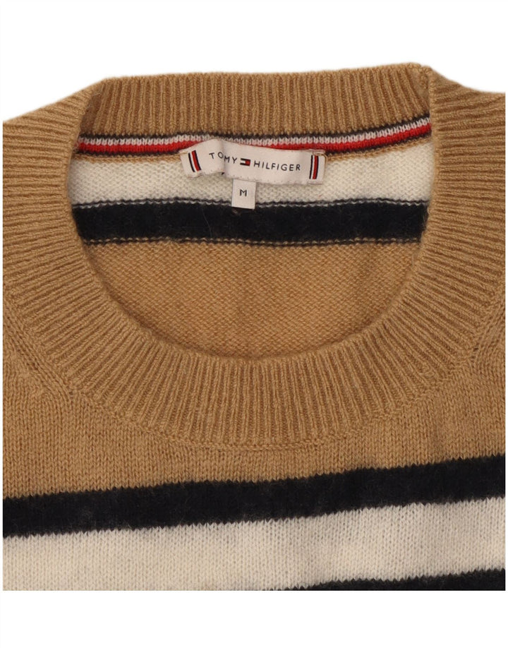 TOMMY HILFIGER Pull à col rond pour femme UK 12 Rayé beige moyen