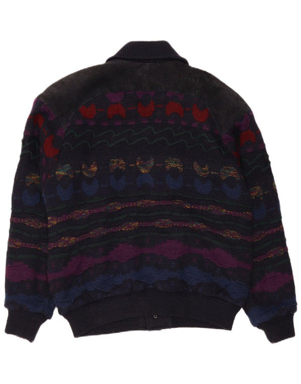 C&A Pull Cardigan Homme IT 48/50 Acrylique Rayé Bleu Marine Moyen