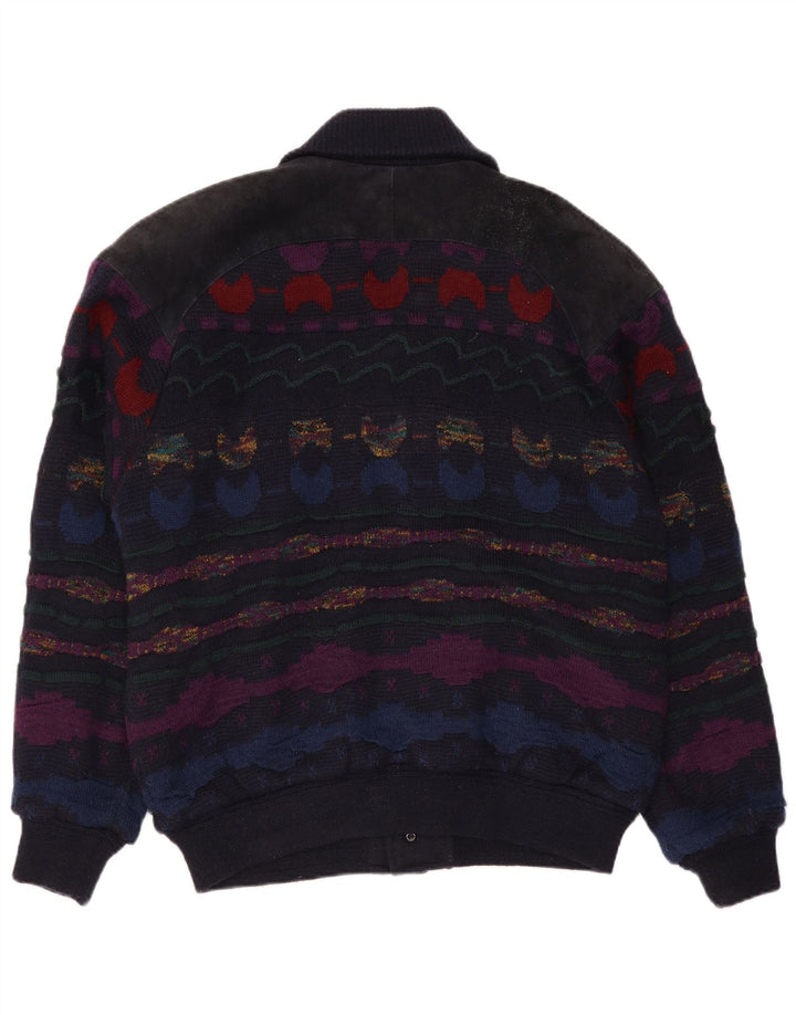 C&A Pull Cardigan Homme IT 48/50 Acrylique Rayé Bleu Marine Moyen