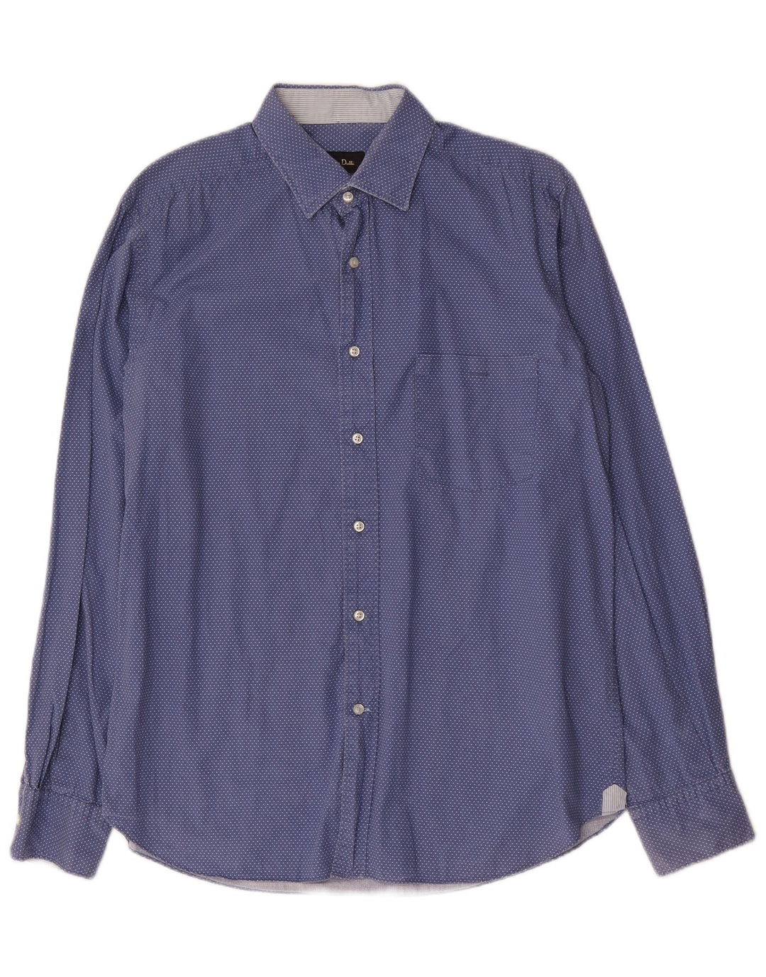 Massimo Dutti Chemise Slim Fit pour Homme en Coton à Pois Bleu Large