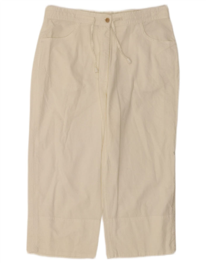 VINTAGE Pantalon Capri Droit Femme Moyen W28 L18 Coton Blanc