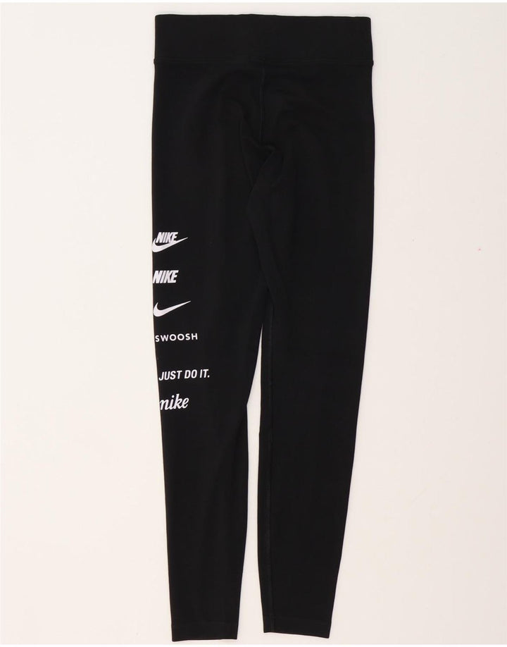 NIKE Leggings graphiques pour femmes UK 10 Small Noir Polyester