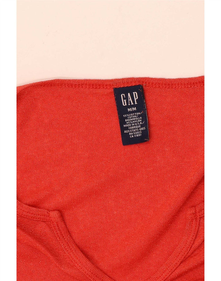 Gap Haut Femme Manches Longues UK 12 Coton Orange Moyen