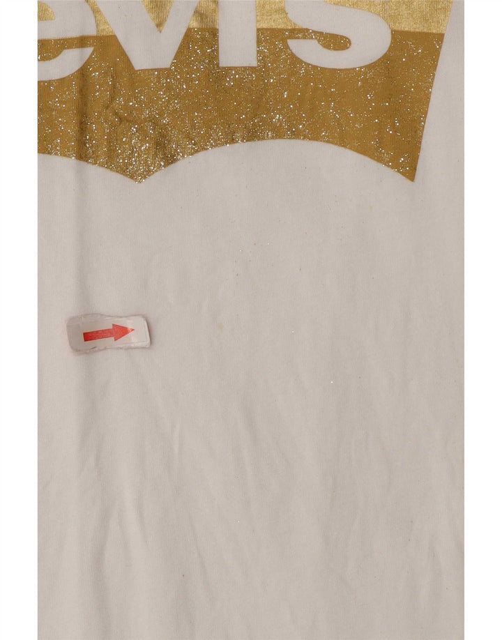 Levi's T-Shirt Graphique Femme UK 14 Blanc Moyen