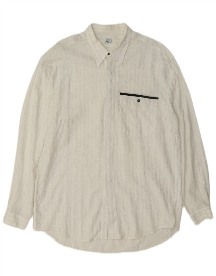 Chemise Homme Vintage Grande Rayée Blanche