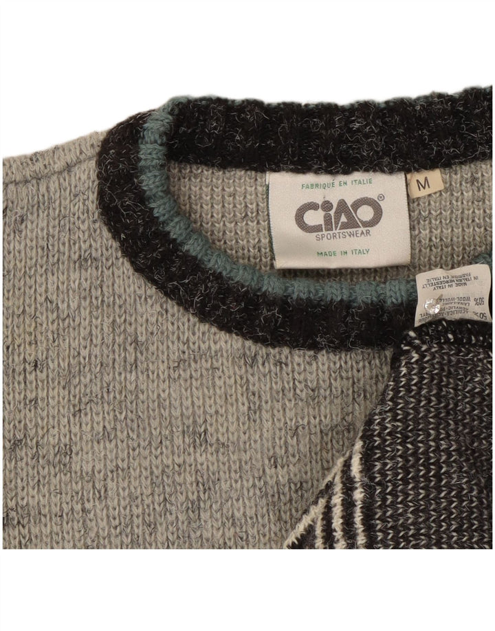 Ciao Pull Col Rond Homme Gris Moyen Acrylique Colorblock