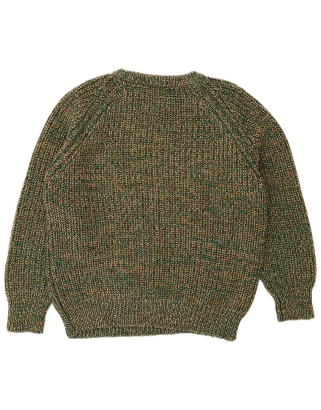 vintage Femme Crew Neck Jumper Pull IT 42 Laine mouchetée vert moyen