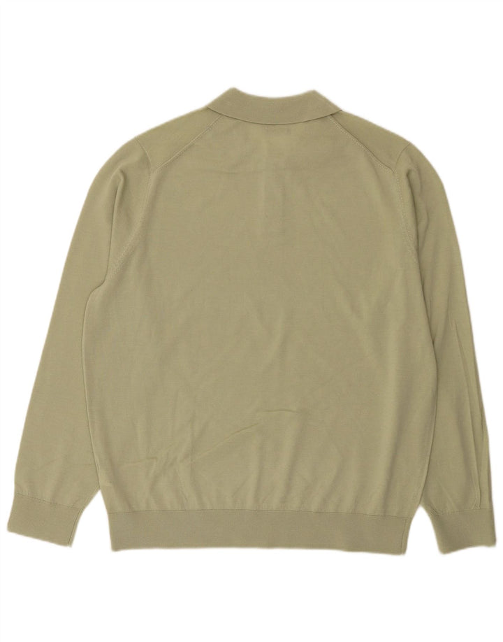 Massimo Dutti Pull à col polo pour homme XL en laine verte