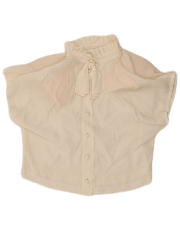 vintage Womens Crop Short Sleeve Shirt Blouse IT 44 Moyen Off White