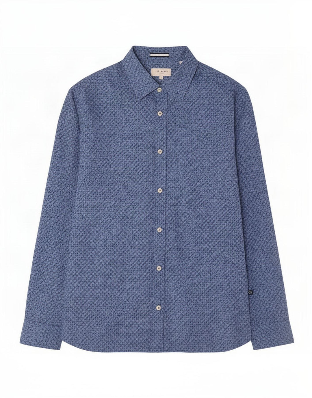 Ted Baker Chemise Homme Taille 3 Bleu Moyen Pied-de-Poule Coton