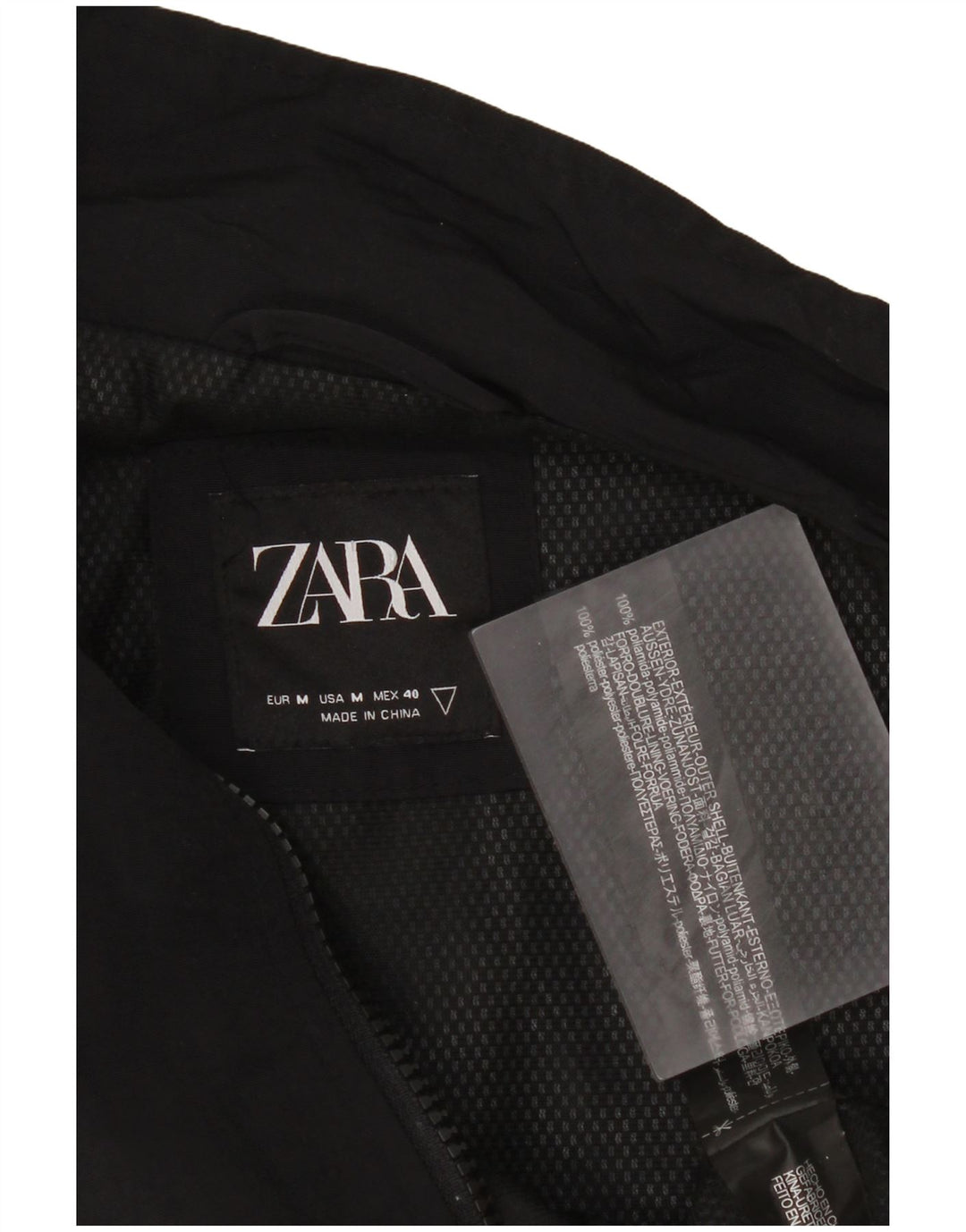 Zara Veste Bomber Homme UK 38 Medium Noir Polyamide