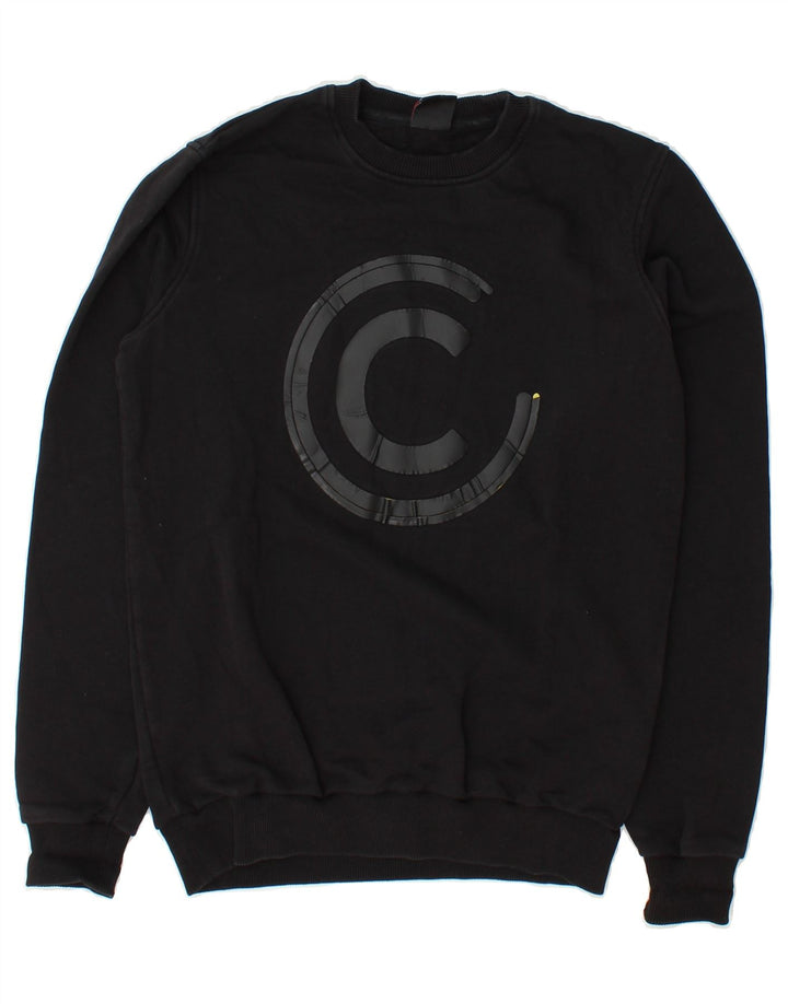 COLMAR Mens Graphic Sweatshirt Jumper Small Black Cotton Vintage Colmar and Second-Hand Colmar from Messina Hembry 