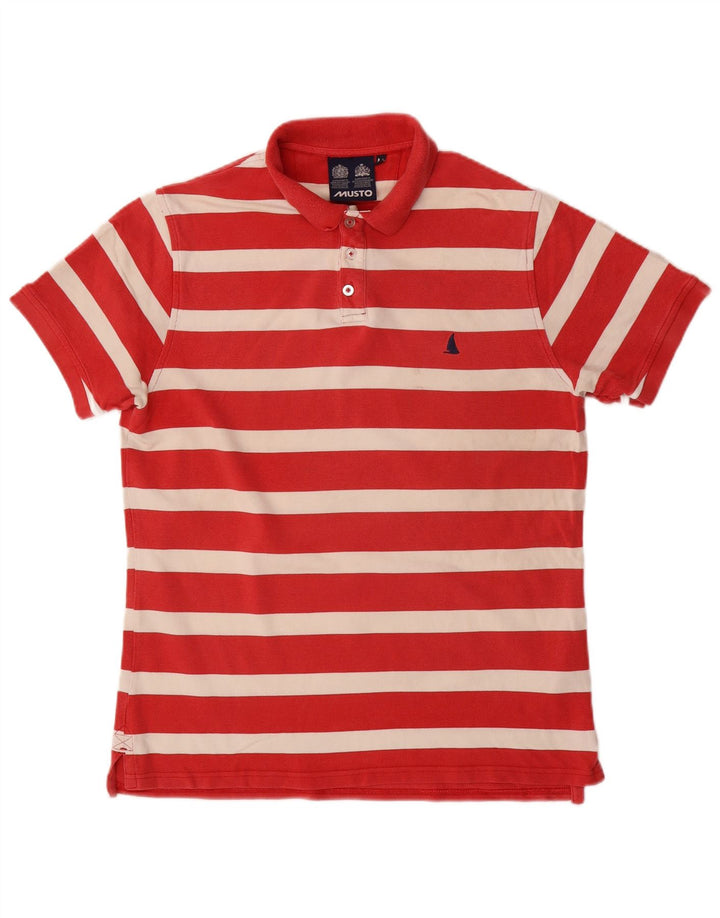 MUSTO Polo Homme Coton Rayé Rouge Moyen