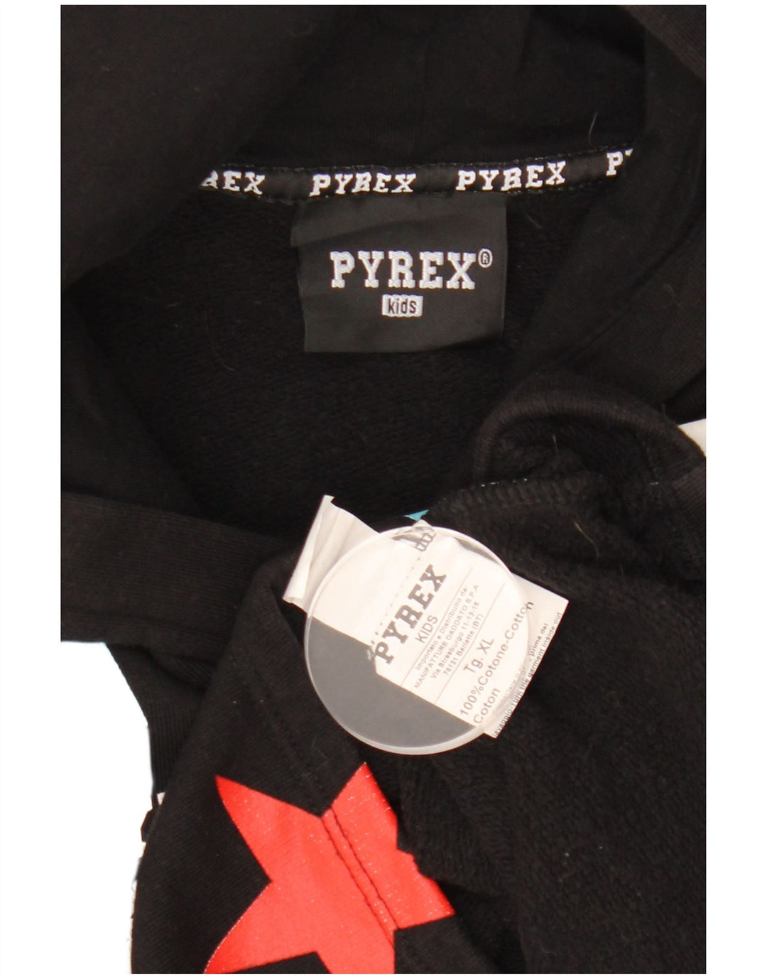 PYREX Pull à capuche court graphique pour fille 11-12 ans XL Noir Géométrique