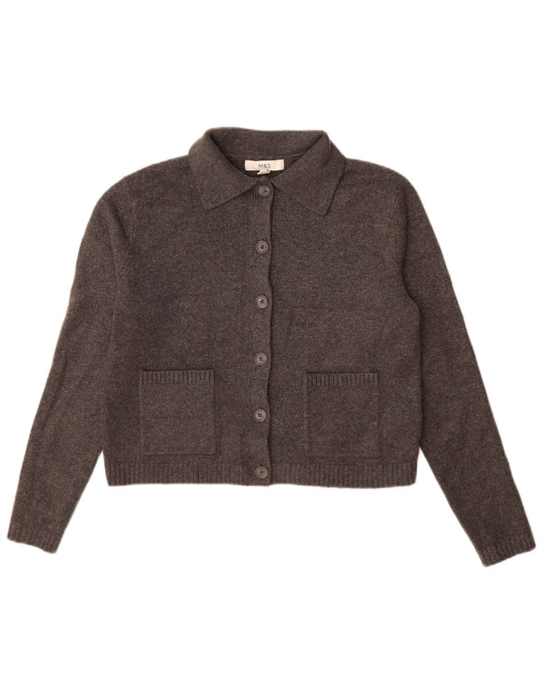 Marks & Spencer Pull Cardigan Femme UK 10 Petit Gris Polyester