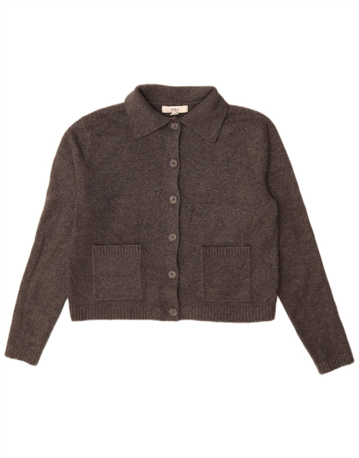 Marks & Spencer Pull Cardigan Femme UK 10 Petit Gris Polyester