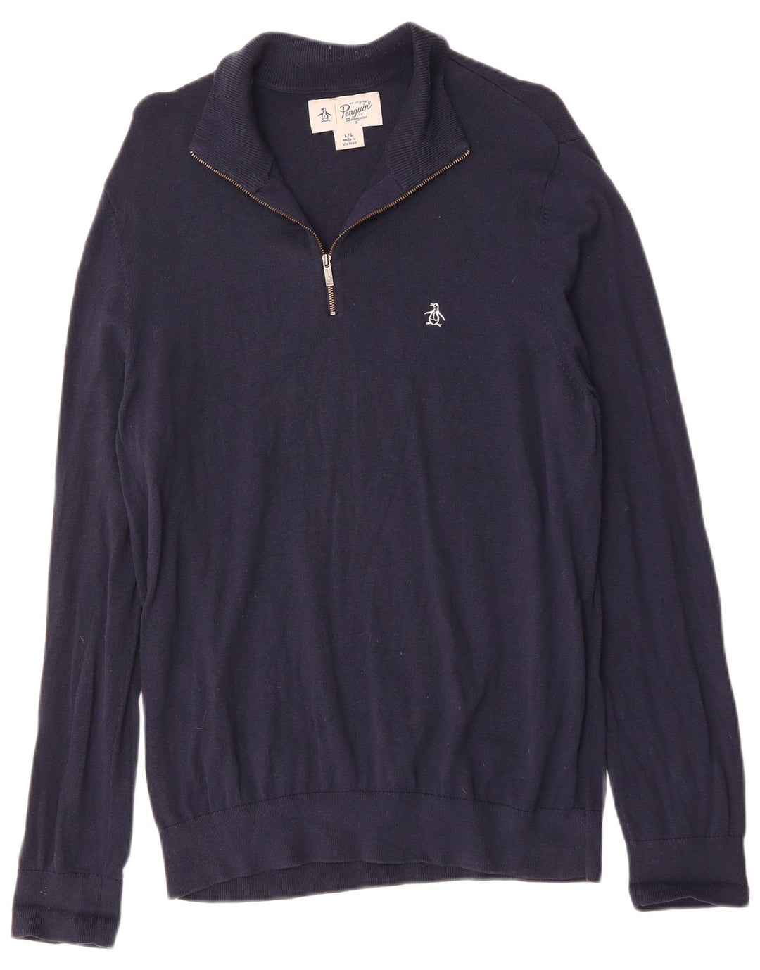 Penguin Pull à col zippé pour homme en coton bleu marine Taille L