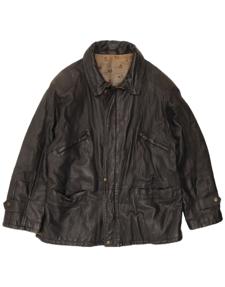 Veste en cuir homme vintage IT 54 2XL Cuir noir